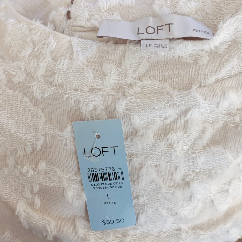 NWT L LOFT Floral Ruffled Mock Neck Top - Picture 3 of 8